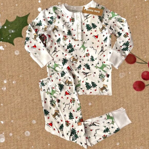 NWT-ROLLER RABBIT-Baby 24M Family Matching 2PC Unisex Christmas Pajamas RARE
